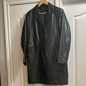 RUDSAK Women’s Black Leather Trench Coat